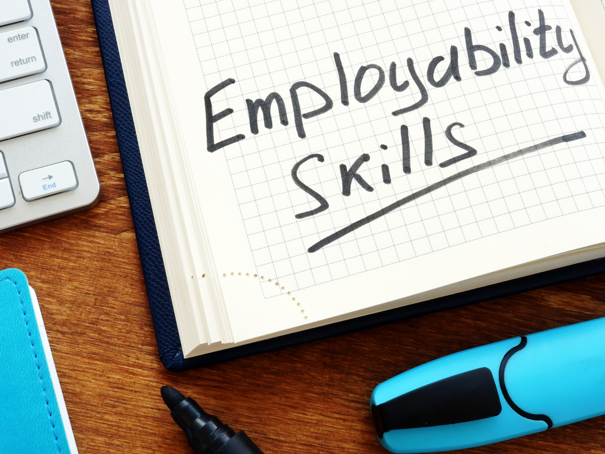 Employability skills written on a notebook